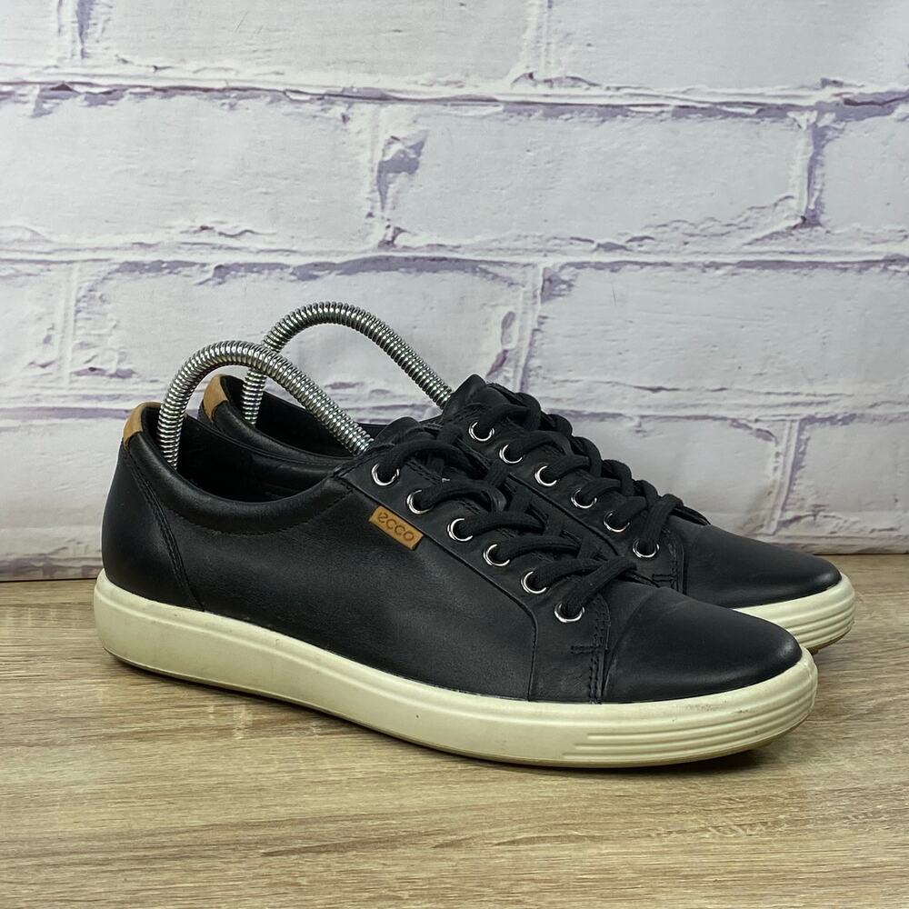 ECCO Soft 7 Black Leather Casual Sneakers Women's EU 40 US 9-9.5 Lace Up Shoes